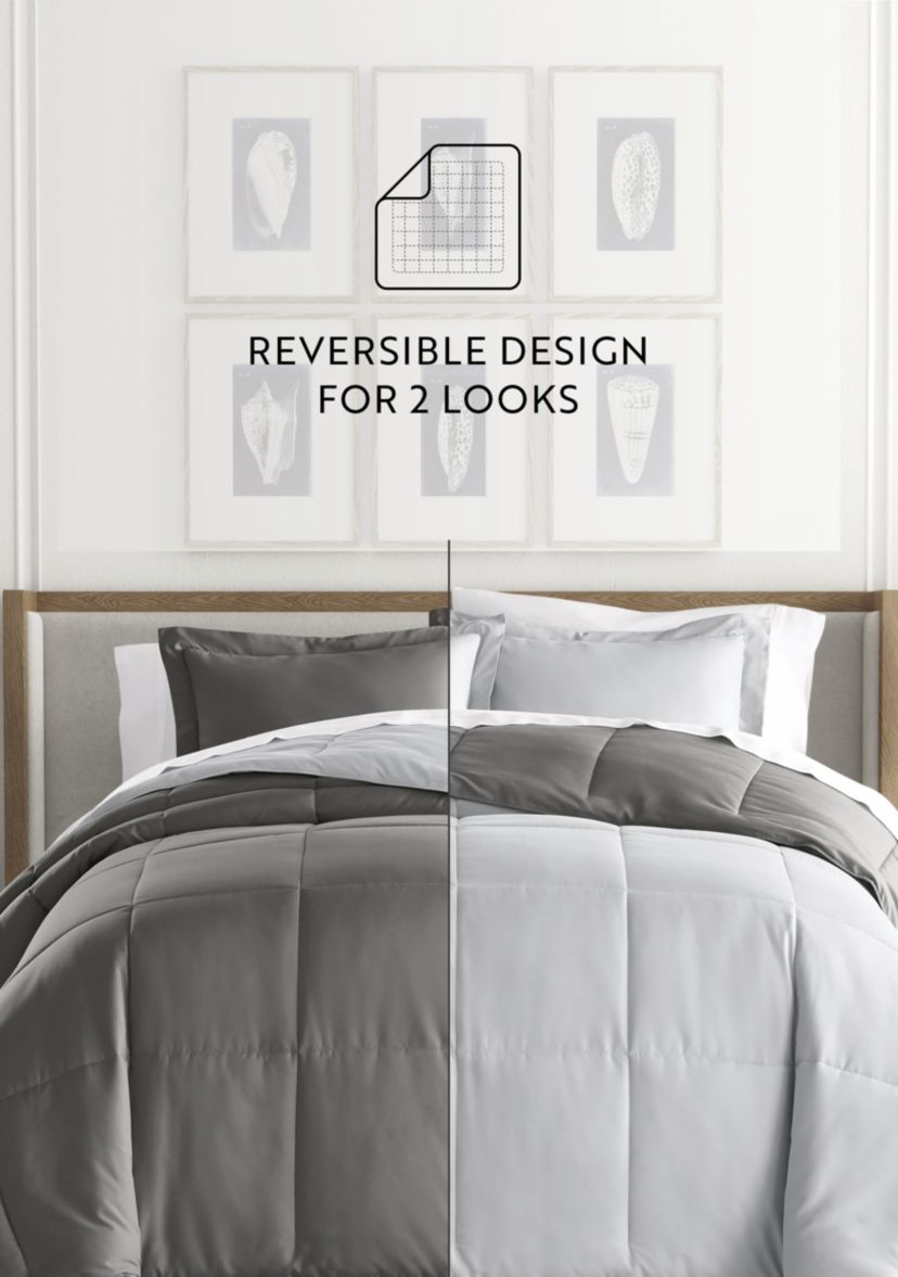 Bedding Bundle, Reversible Microfiber Comforter Set and Patterned Sheet Set