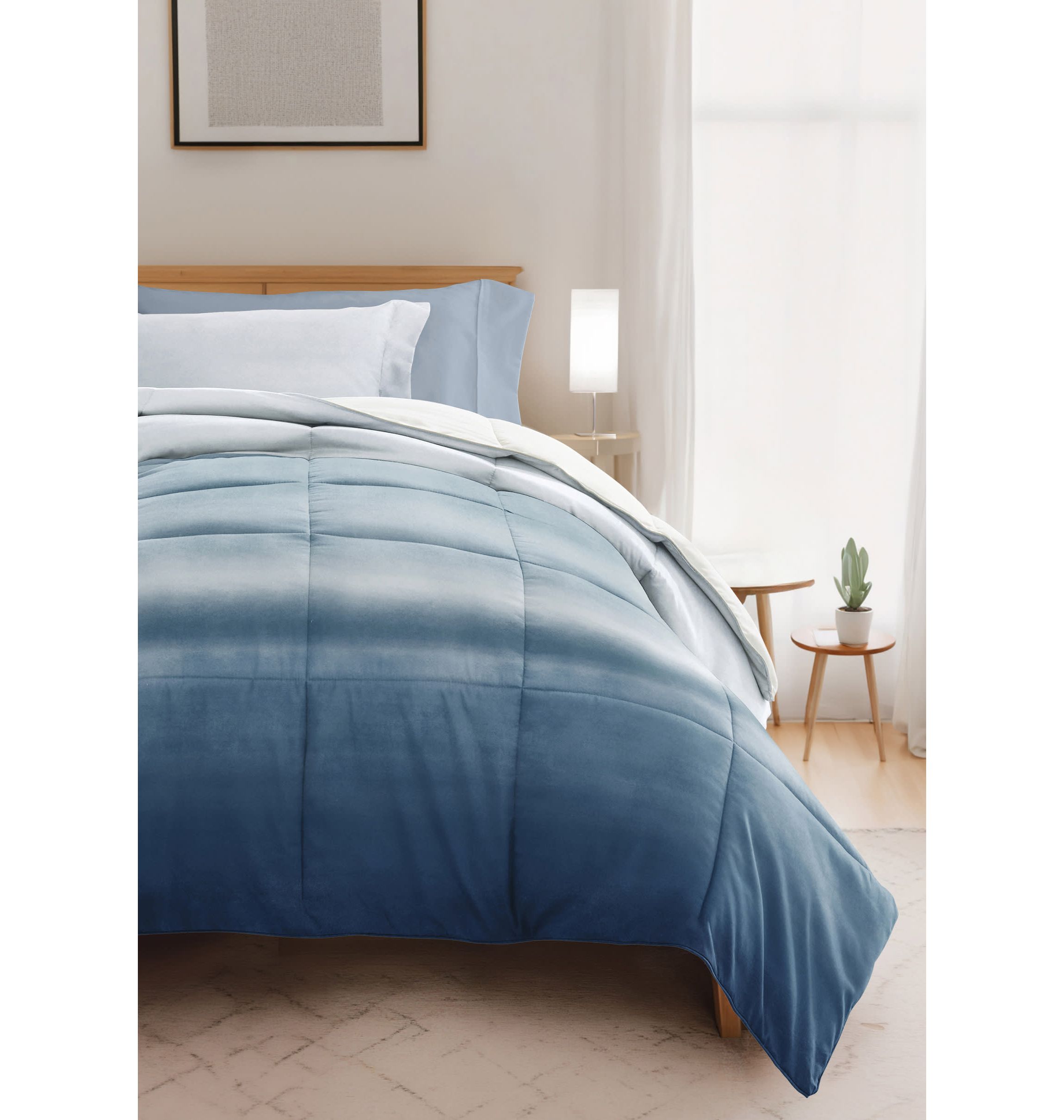 Campus Ready Dorm Bedding Bundle, Patterned Comforter Set, Solid Sheet Set, Pillows and Laundry Bag