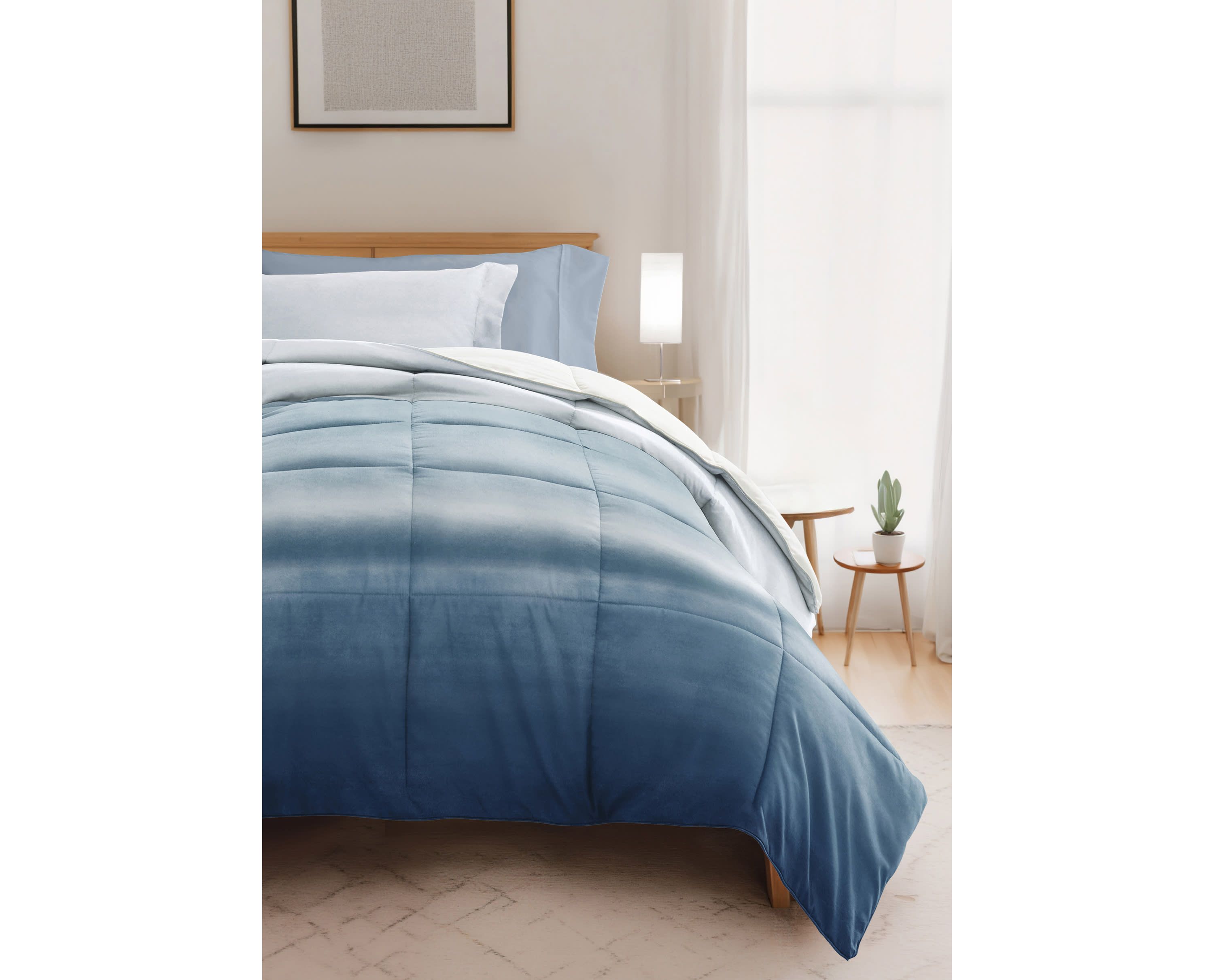 Campus Ready Dorm Bedding Bundle, Patterned Comforter Set, Solid Sheet Set, Pillows and Laundry Bag