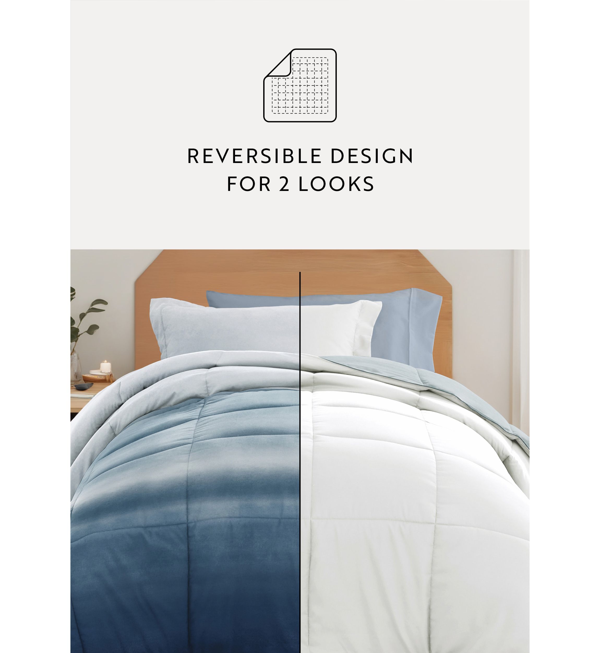 Campus Ready Dorm Bedding Bundle, Patterned Comforter Set, Solid Sheet Set, Pillows and Laundry Bag