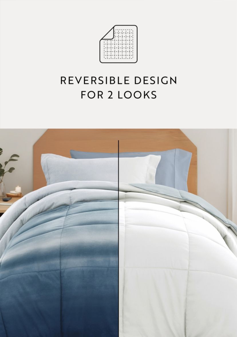 Campus Ready Dorm Bedding Bundle, Patterned Comforter Set, Solid Sheet Set, Pillows and Laundry Bag
