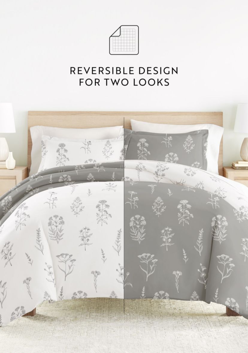 Bedding Bundle, Patterned Duvet Cover Set, White Comforter and Solid Sheet Set