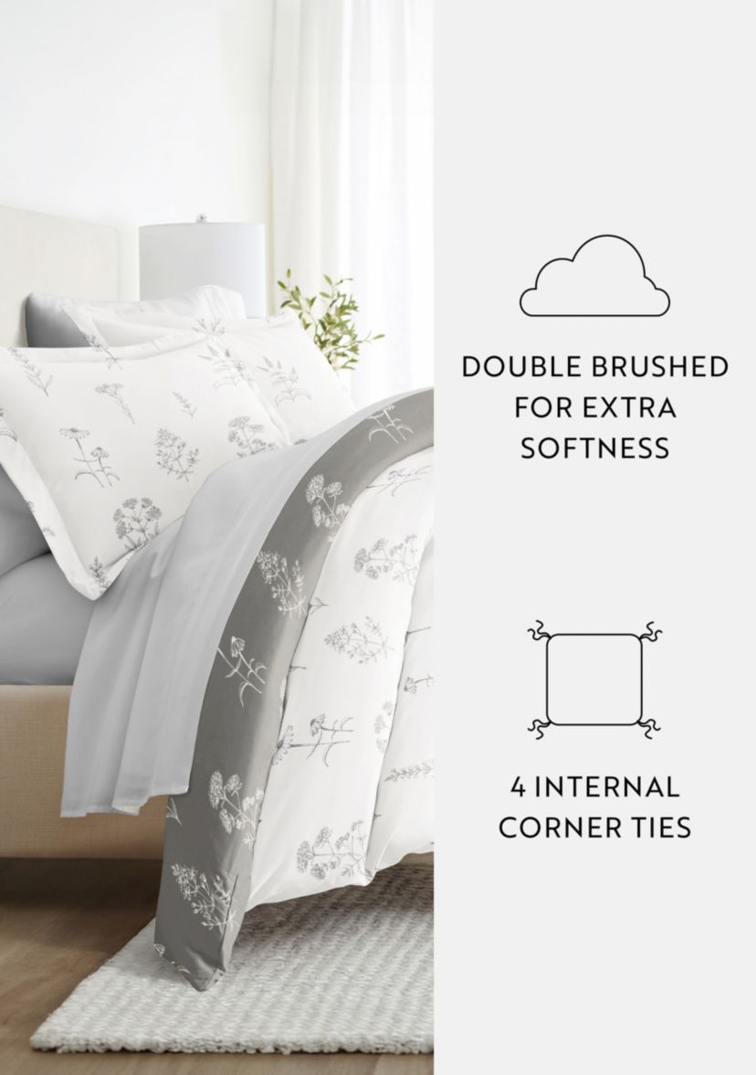 Bedding Bundle, Patterned Duvet Cover Set, White Comforter and Solid Sheet Set