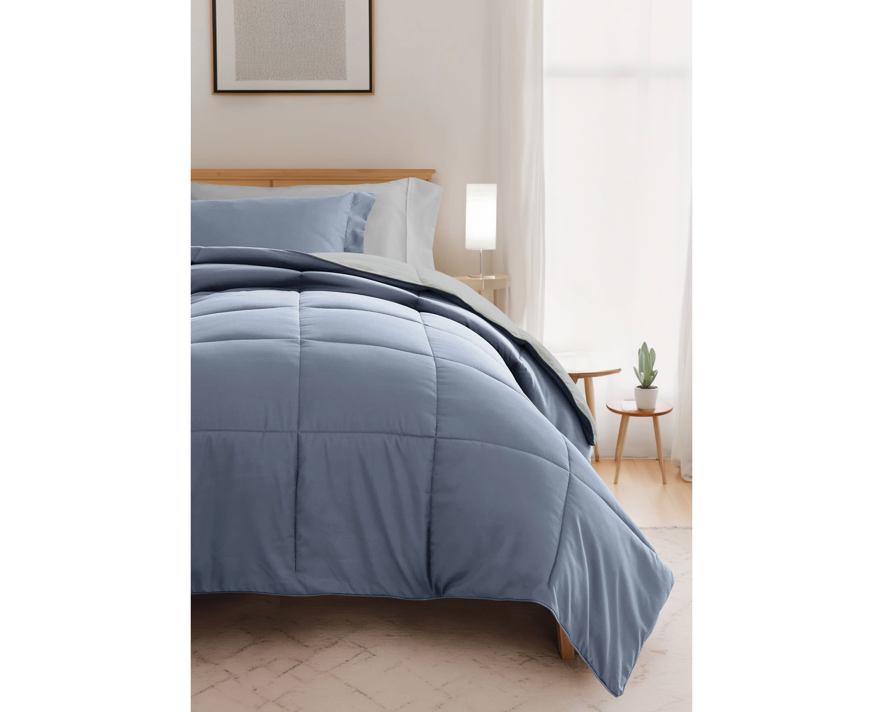 Ultimate College Essentials Bedding Bundle, Reversible Comforter Set, Patterned Sheet Set, Pillows and Laundry Bag