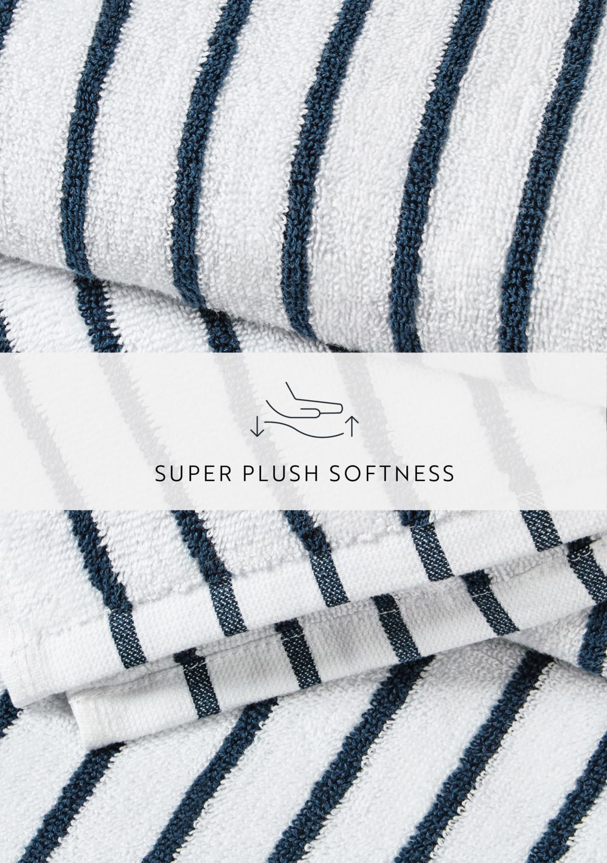 2-Pack 100% Cotton Navy Stripe Cabana Beach Towels