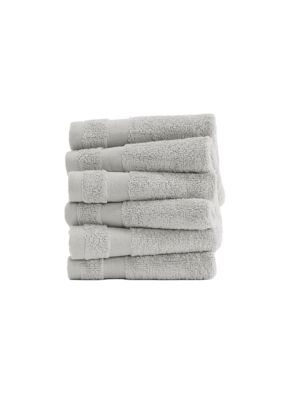 Luxury Inn 100% Cotton Ultra Soft 6-Piece Washcloth Set, Gray
