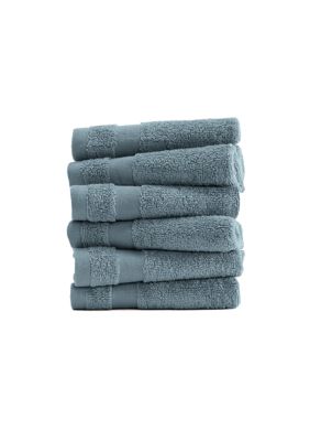 Luxury Inn 100% Cotton Ultra Soft 6-Piece Washcloth Set, Light Blue