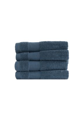 Luxury Inn 100% Cotton Ultra Soft 4-Piece Hand Towel Set, Navy Blue