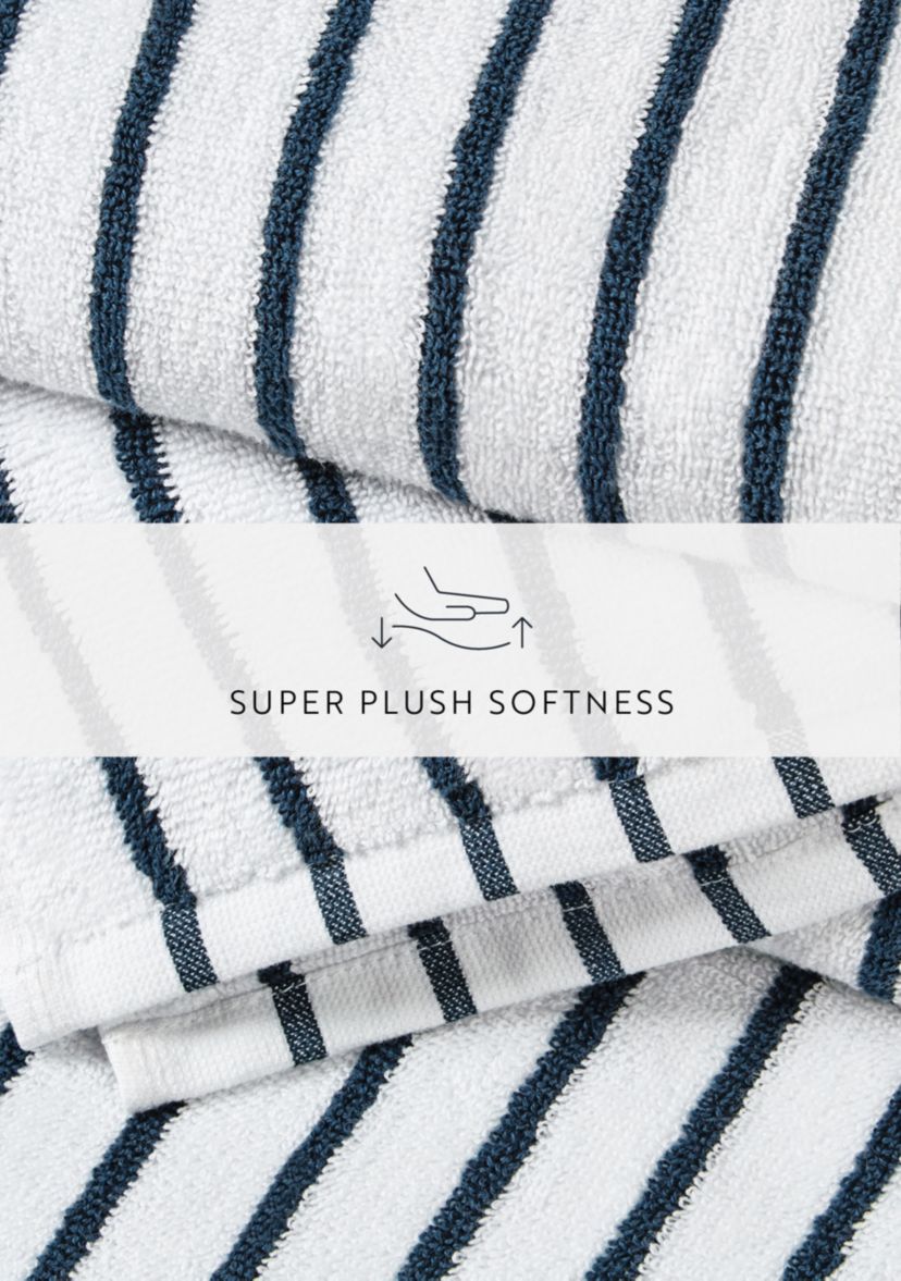 4-Pack 100% Cotton Navy Stripe Cabana Beach Towels