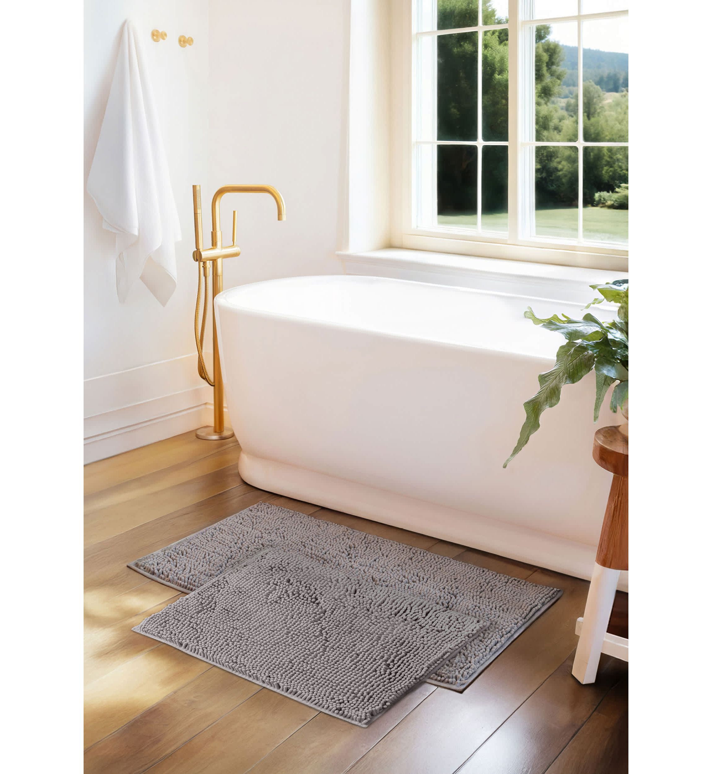 2-Pack Ultra Soft Chenille Bath Mat Set