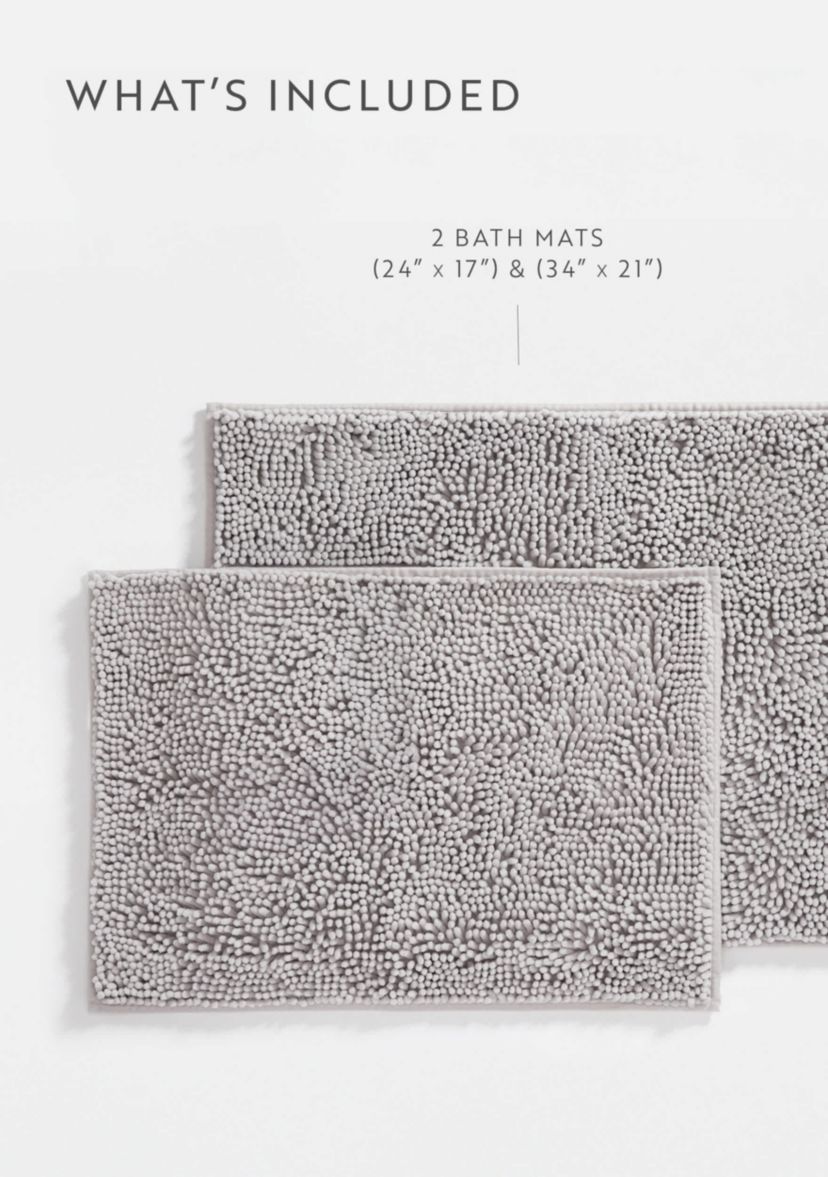 2-Pack Ultra Soft Chenille Bath Mat Set