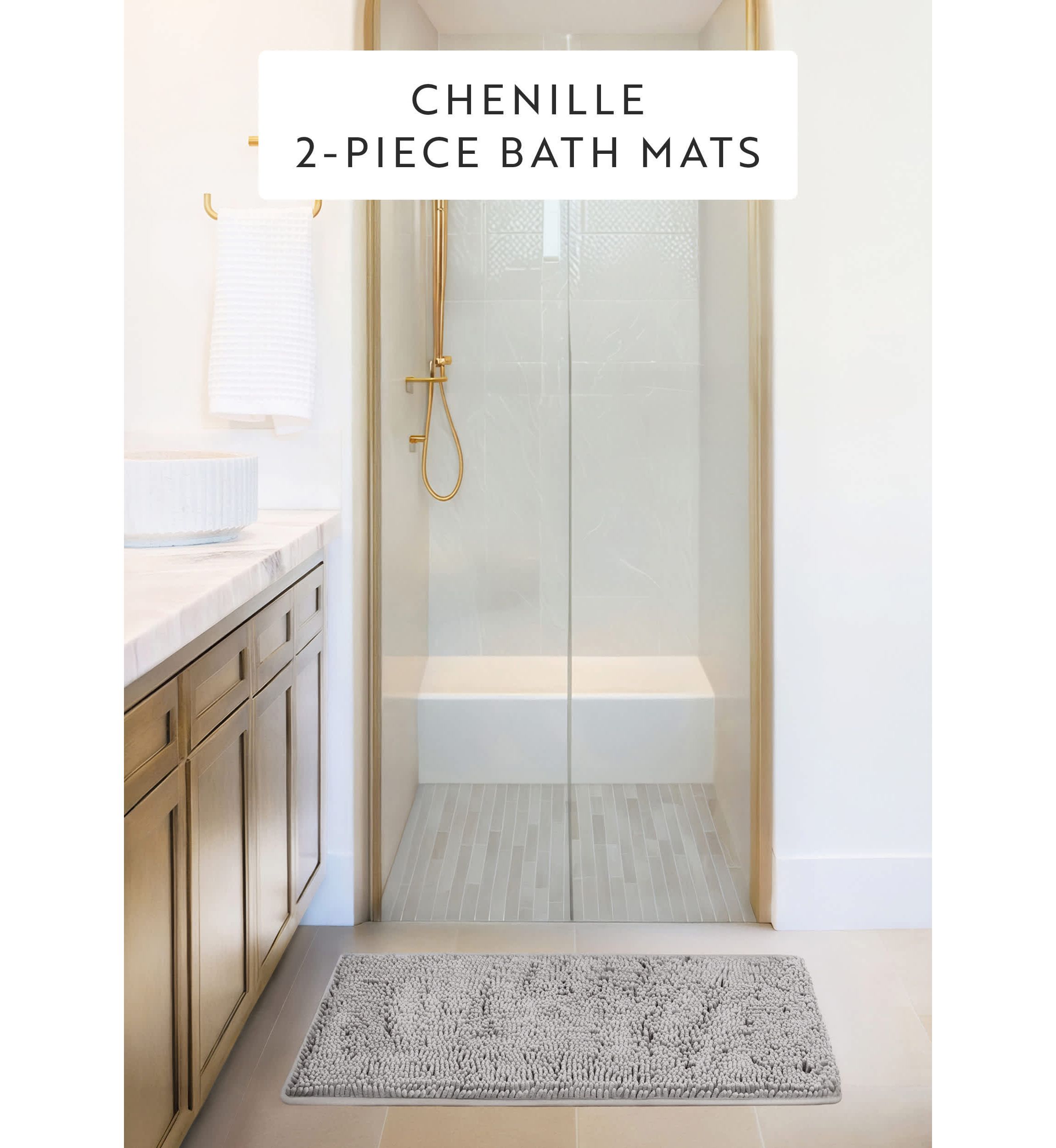 2-Pack Ultra Soft Chenille Bath Mat Set