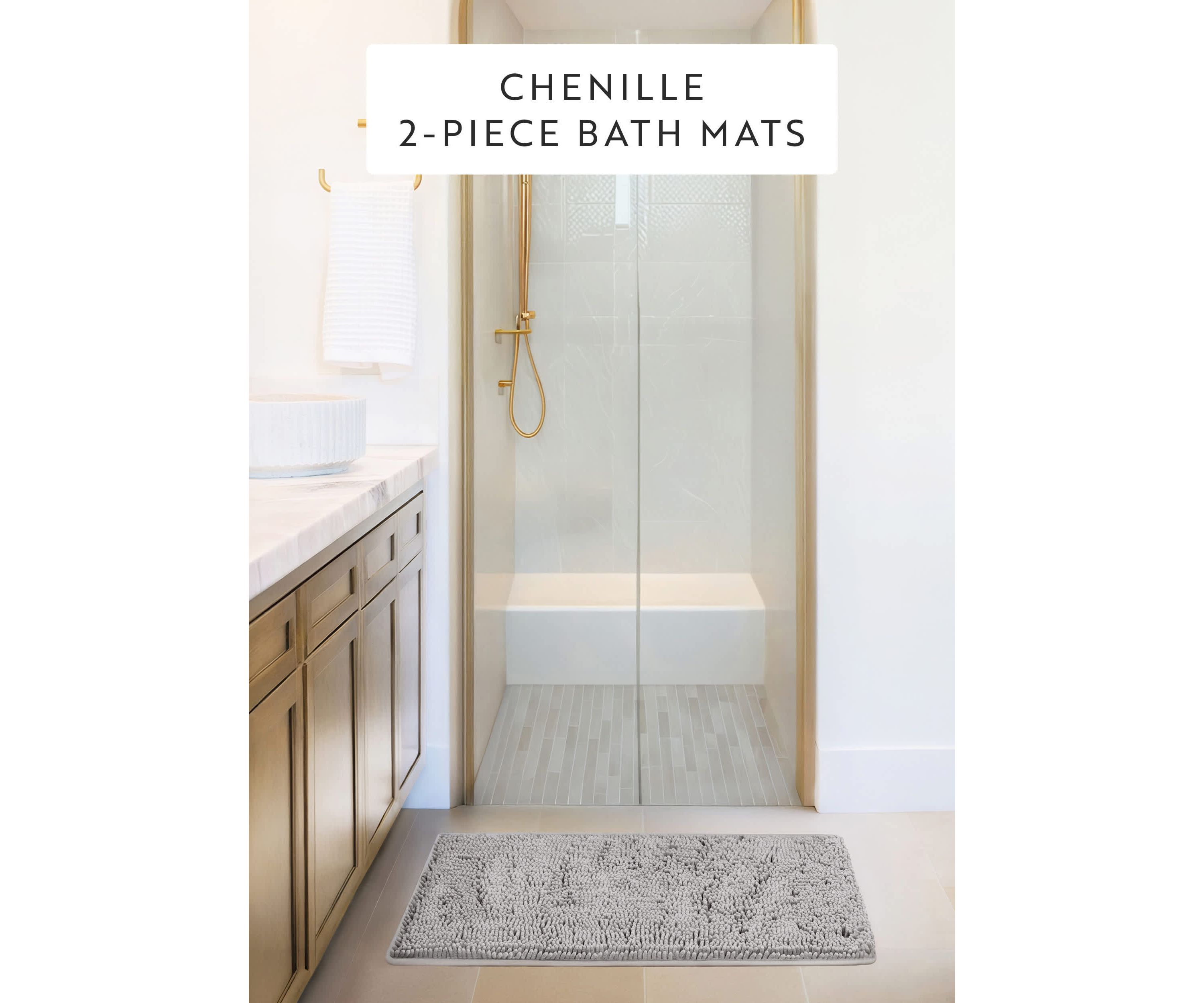 2-Pack Ultra Soft Chenille Bath Mat Set