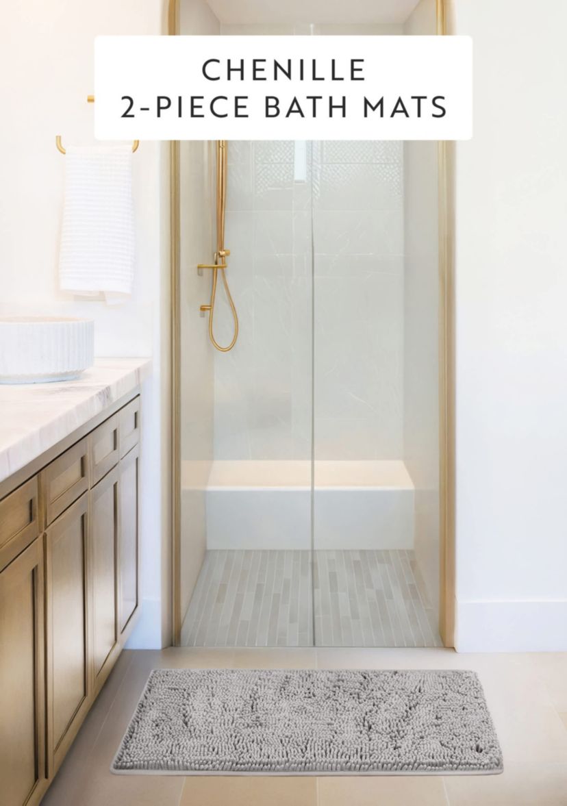 2-Pack Ultra Soft Chenille Bath Mat Set