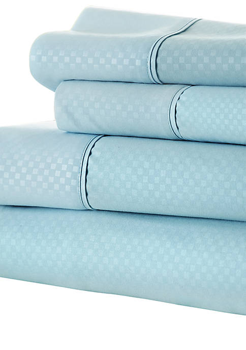 Luxury Inn Premium Checkered Embossed Bed Sheet Set