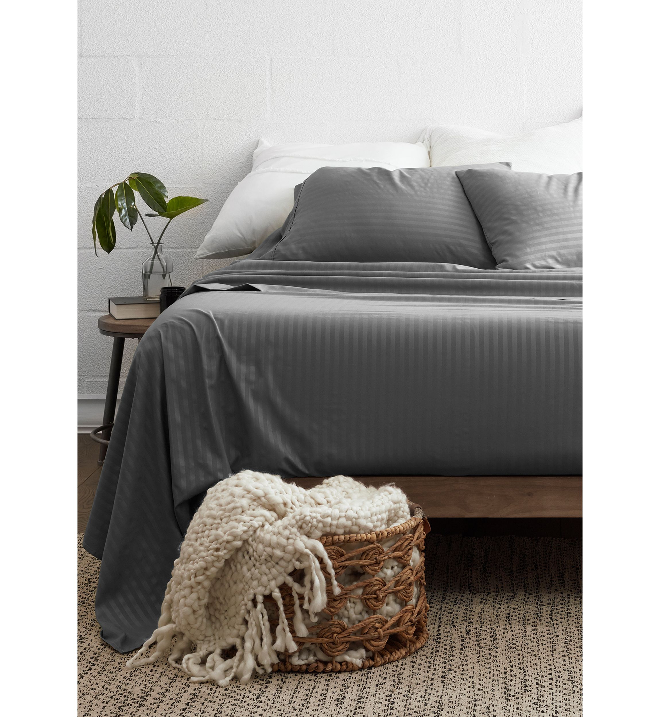 Premium Striped Embossed 4 Piece Bed Sheet Set