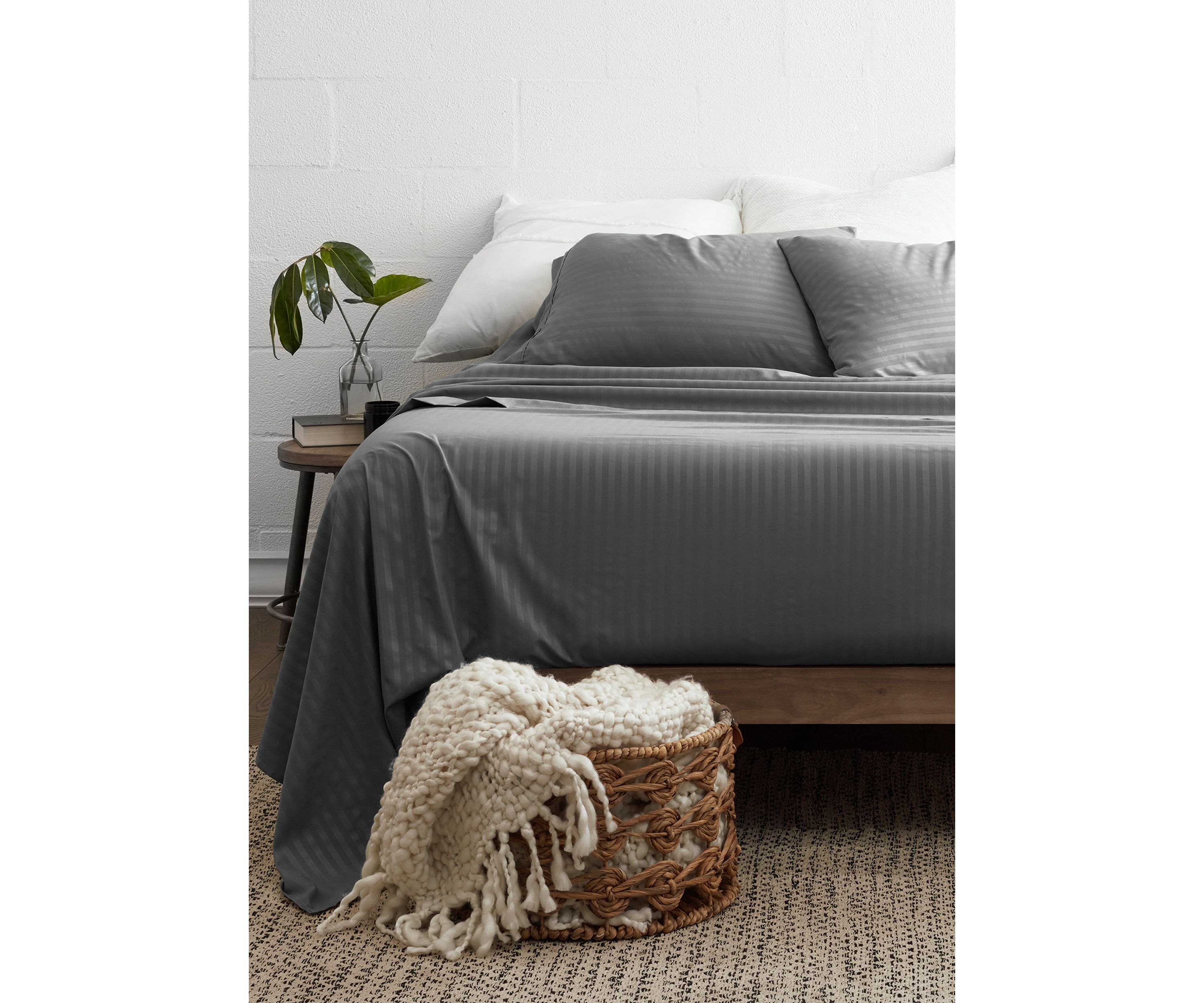 Premium Striped Embossed 4 Piece Bed Sheet Set