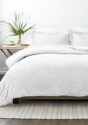 Luxury Inn Premium Ultra Soft Burst of Vines Print Duvet Cover Set, Gray, King/California King