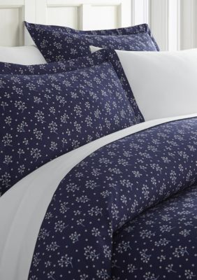 Premium Ultra Soft Midnight Blossoms Pattern 3 Piece Duvet Cover Set