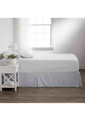 Sheets & Beyond Super Soft Solid Brushed Microfiber 14 Drop Pleated Embroidered Bed Skirt/Dust Ruffle King, Beige 