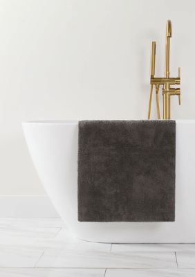 Luxury Inn 100% Cotton Reversible Solid Bath Mat, Gray, 17 x 24