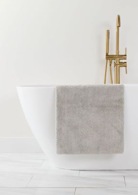 Luxury Inn 100% Cotton Reversible Solid Bath Mat, Gray, 21 x 34