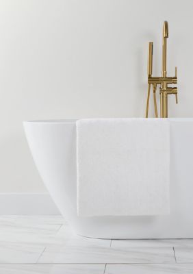 Luxury Inn 100% Cotton Reversible Solid Bath Mat, White, 21 x 34