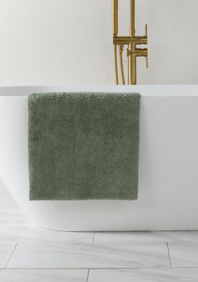 Luxury Inn 100% Cotton Reversible Solid Bath Mat, Sage, 21 x 34