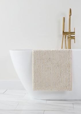 Luxury Inn 100% Cotton Pinstripe Patterned Bath Mat, 17 x 24