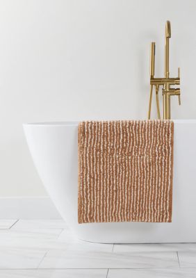 Luxury Inn 100% Cotton Pinstripe Patterned Bath Mat, 21 x 34