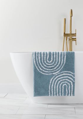 Luxury Inn 100% Cotton Modern Patterned Bath Mat, Light Blue, 21 x 34