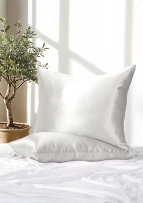Luxury Inn 100% Mulberry Silk 2 Piece Pillowcase Set, Silver, Standard