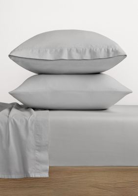 Luxury Inn 100% Cotton Solid 2 Piece Pillowcase Set, Gray, King