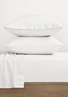 Luxury Inn 100% Cotton Solid 2 Piece Pillowcase Set, White, King