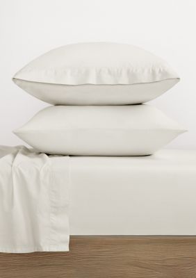 Luxury Inn 100% Cotton Solid 2 Piece Pillowcase Set, Ivory, Standard
