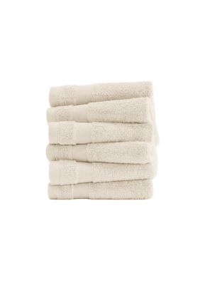 Luxury Inn 100% Cotton Ultra Soft 6-Piece Washcloth Set, Ivory