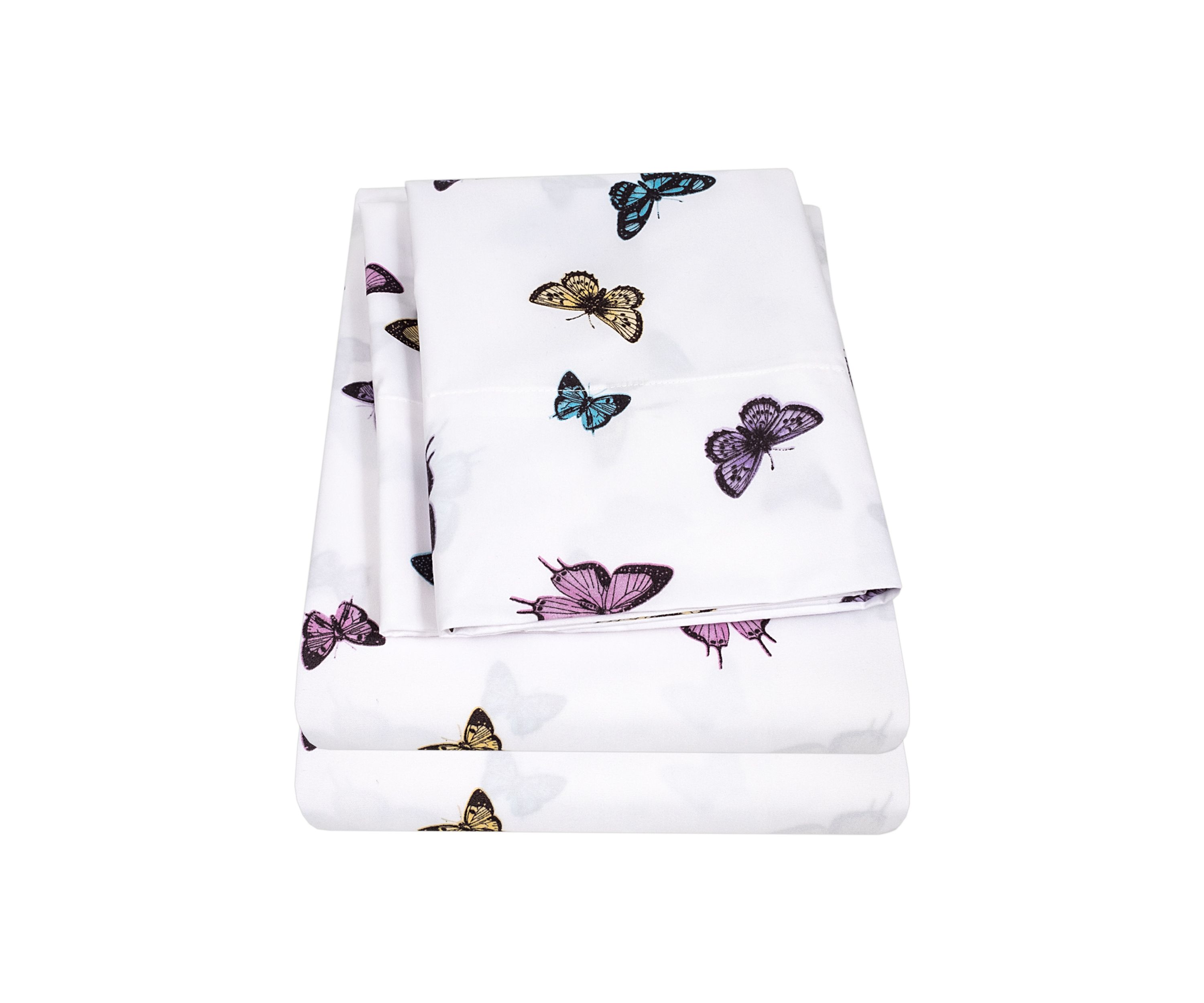 Kids Butterflies Sheet Set- Blue, Purple and Yellow 