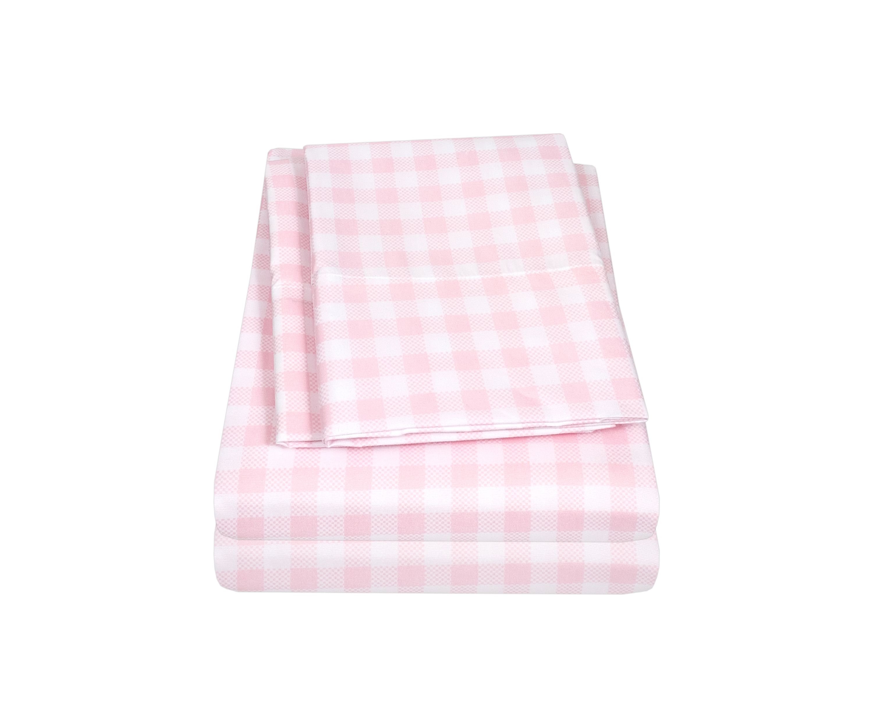 Kids Pink Gingham Pattern Sheet Set