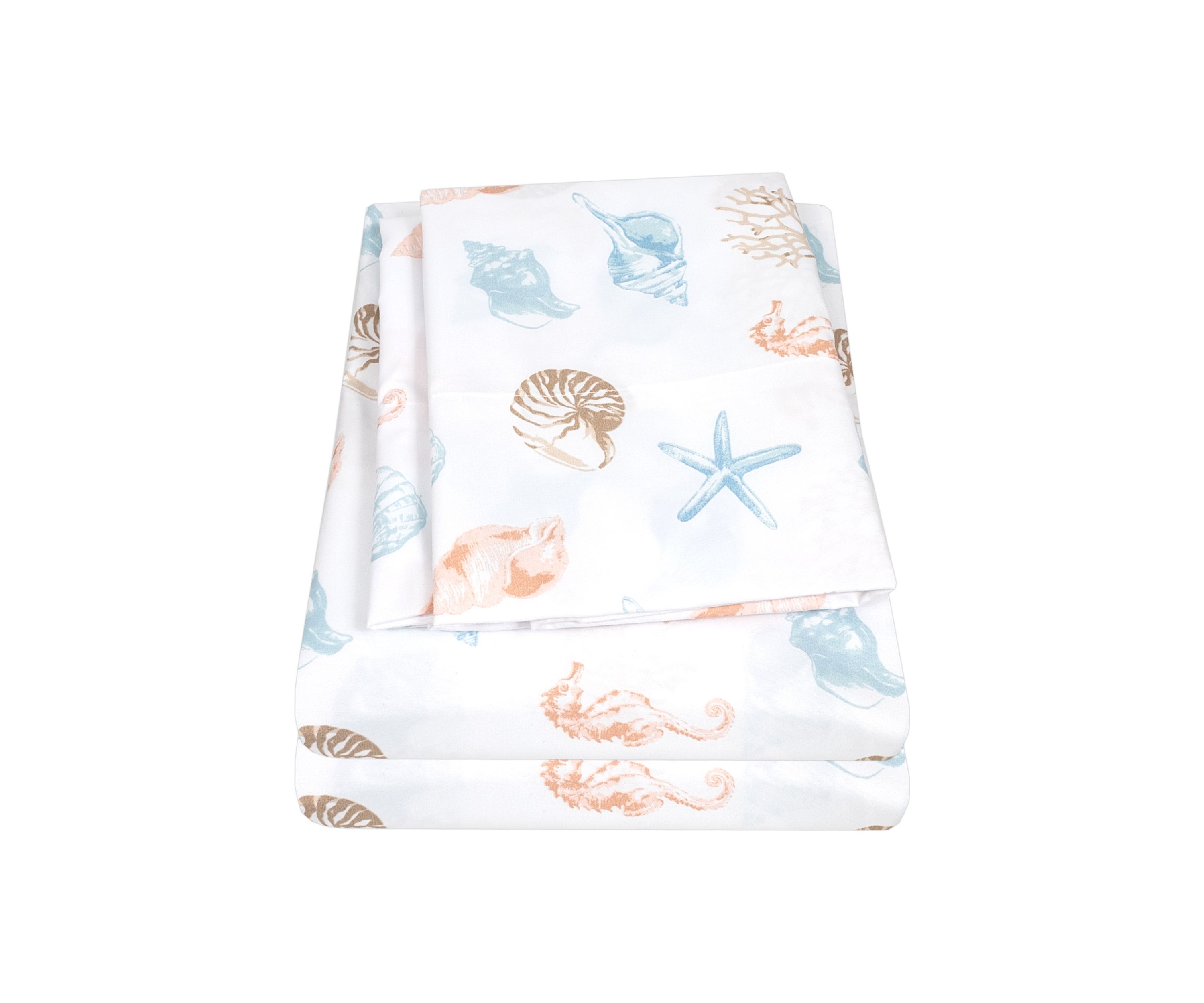 Kids Seashells Coral Seahorse Sheet Set