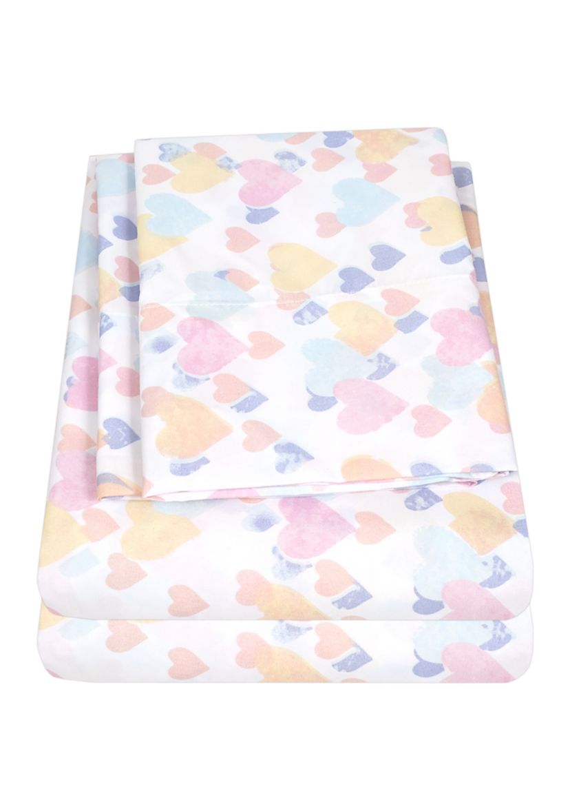 Kids Pastel Vintage Hearts Sheet Set