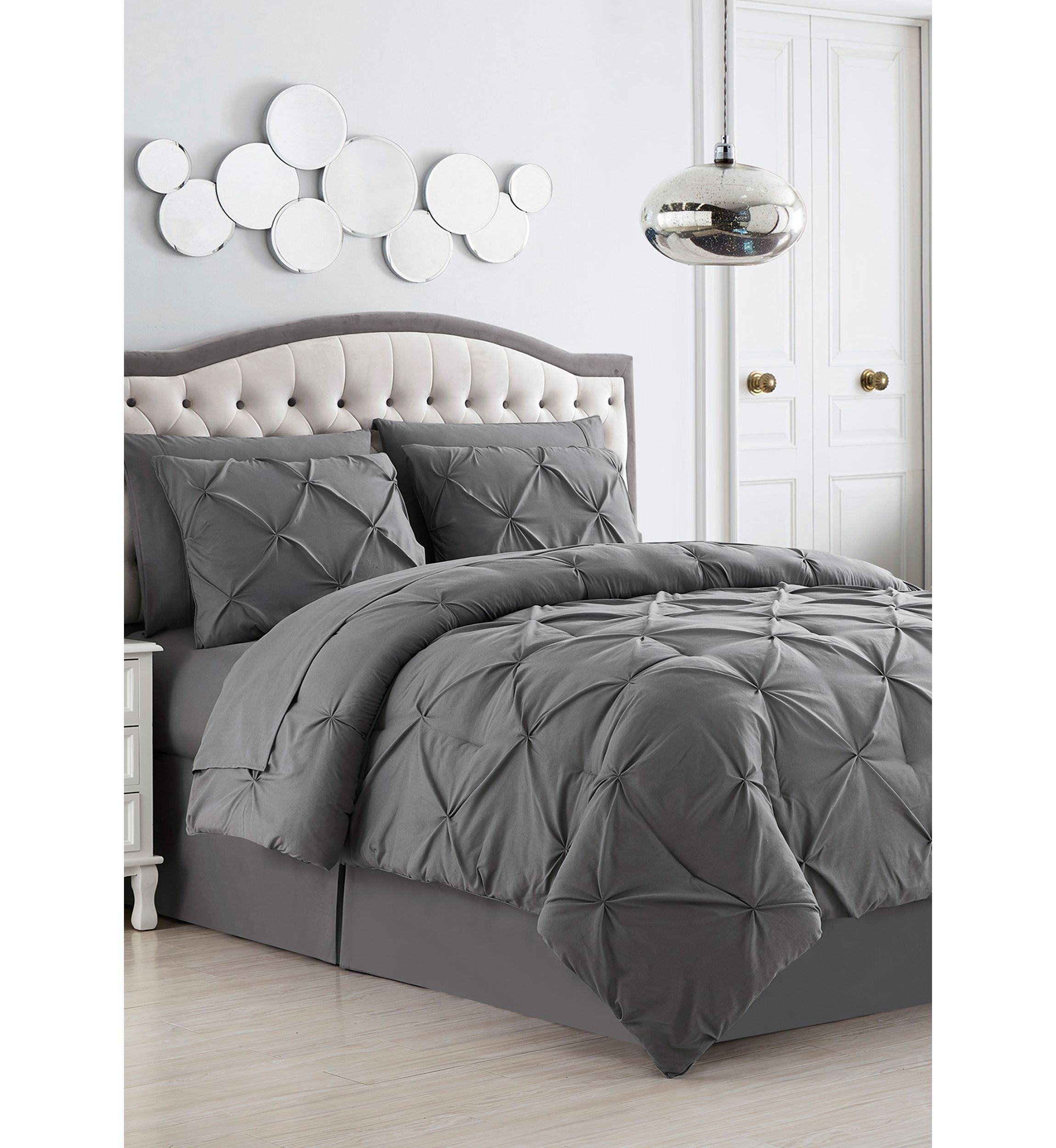 8 Piece Bed In A Bag Pintuck Comforter Sheet Bed Skirt Sham Set
