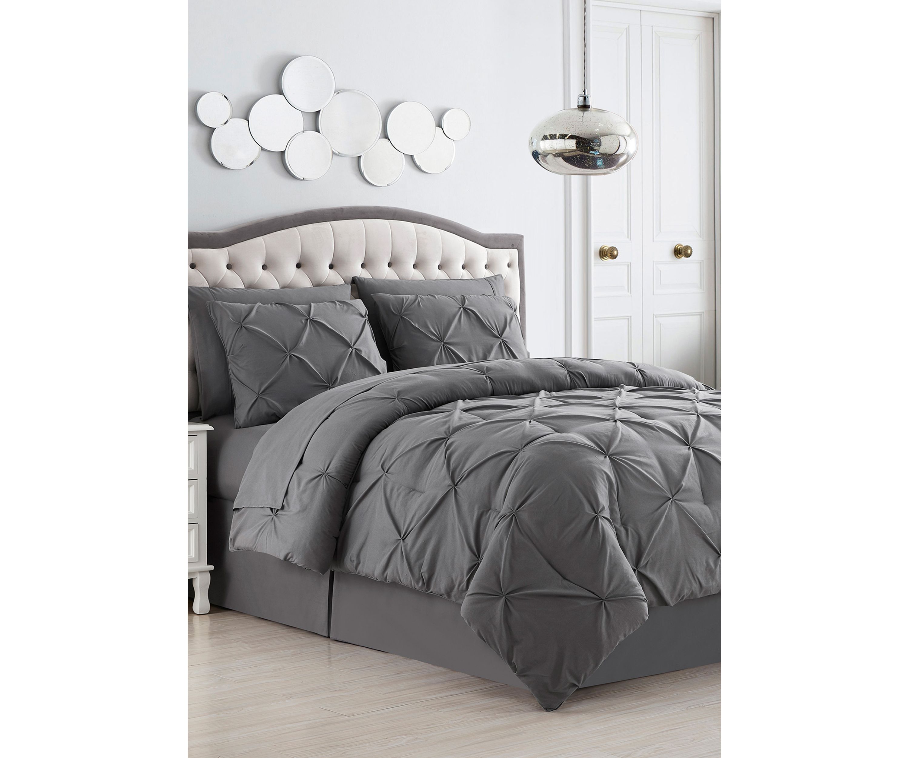 8 Piece Bed In A Bag Pintuck Comforter Sheet Bed Skirt Sham Set