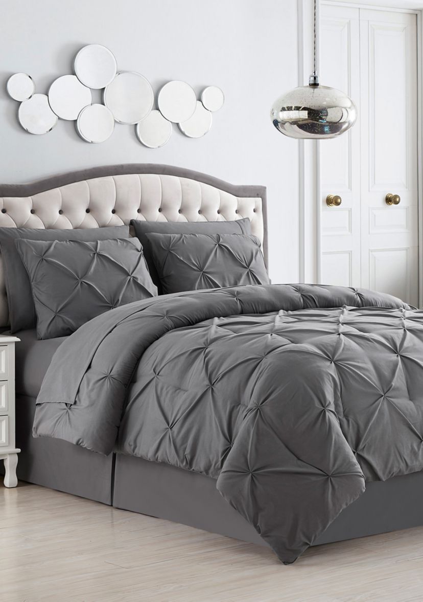 8 Piece Bed In A Bag Pintuck Comforter Sheet Bed Skirt Sham Set