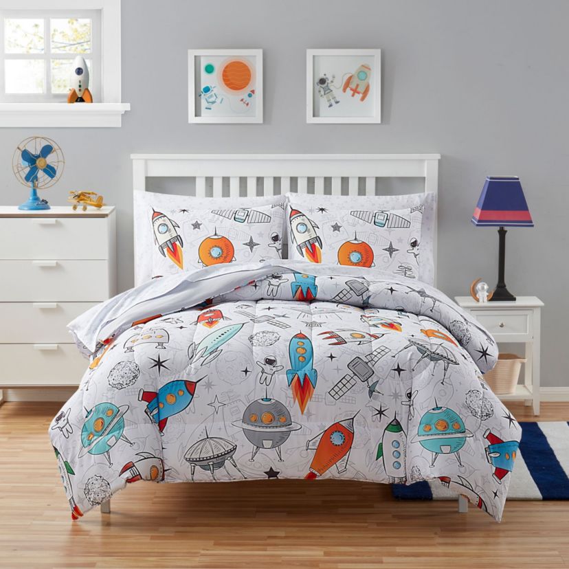 Kids Floating in Space Bed in a Bag Comforter, Sham & Sheet Set