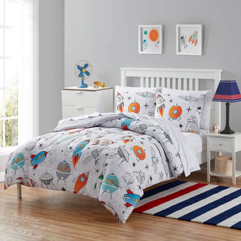 Kids Floating in Space Bed in a Bag Comforter, Sham & Sheet Set