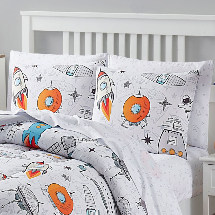 Kids Floating in Space Bed in a Bag Comforter, Sham & Sheet Set