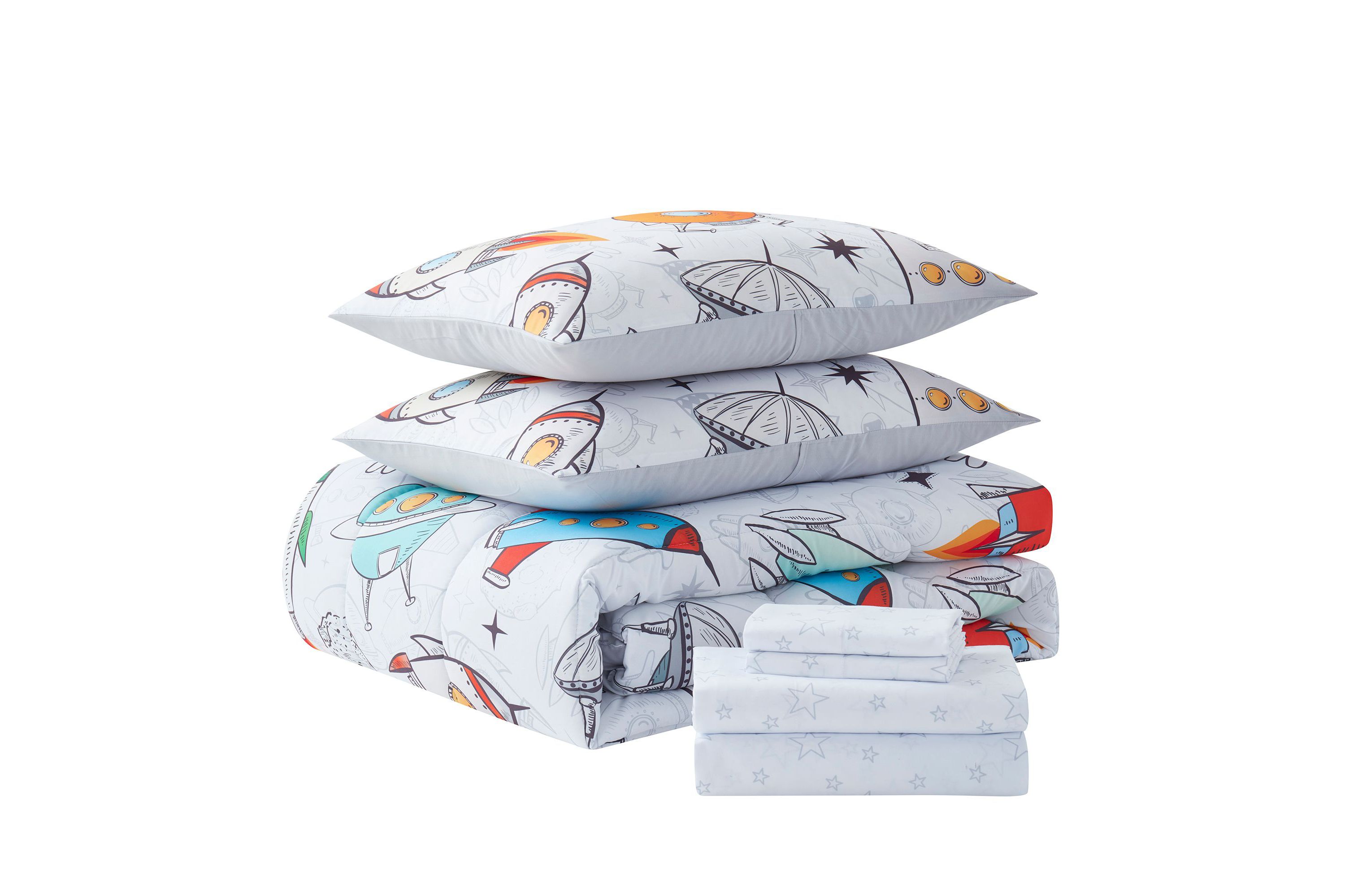 Kids Floating in Space Bed in a Bag Comforter, Sham & Sheet Set