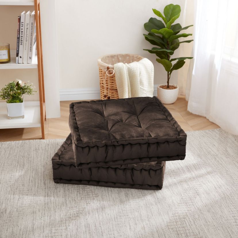 20" x 20" Polyester Tufted Square Meditation Yoga Floor Pillow 2 Pack