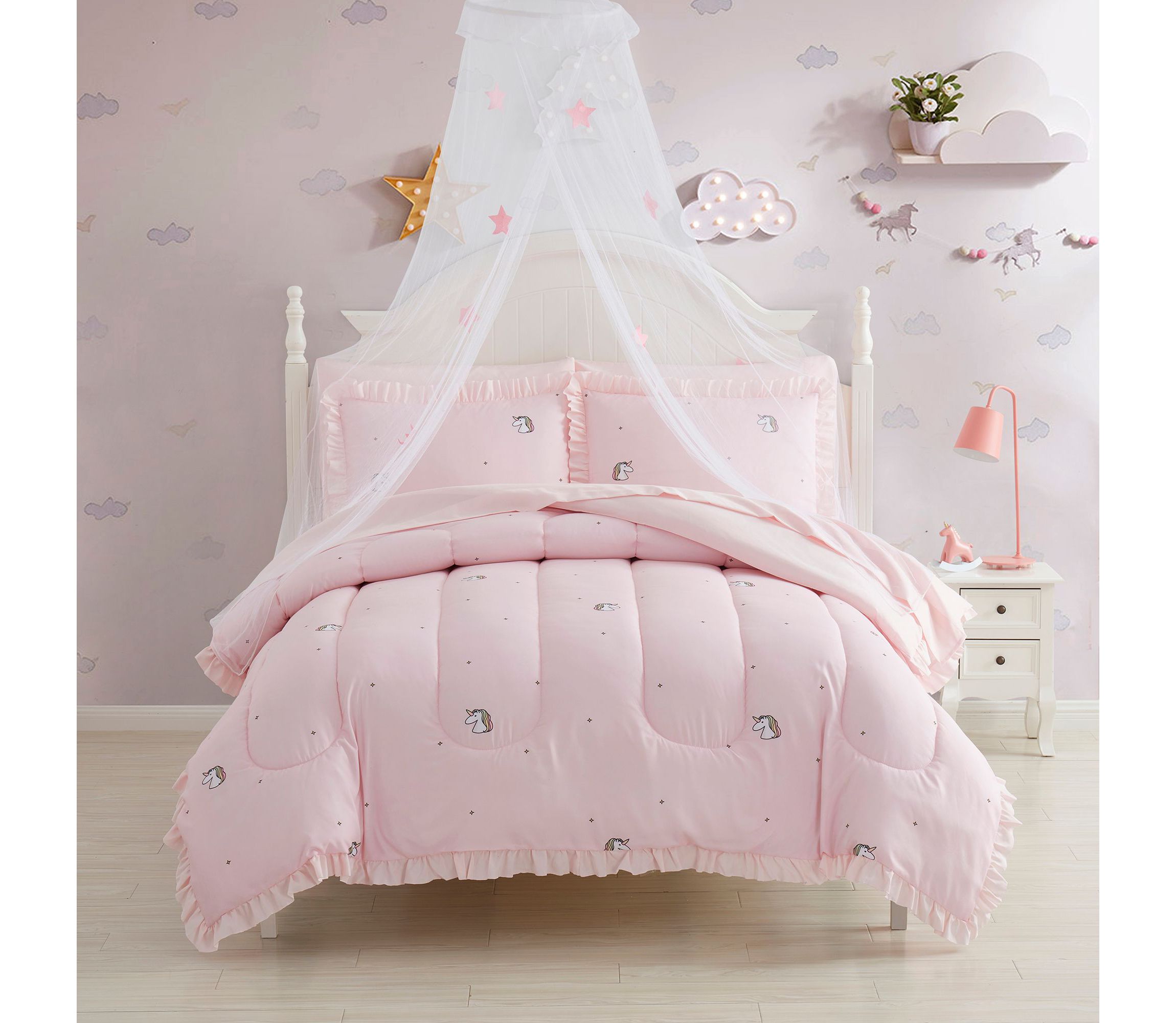 Kids Rainbow Unicorn Bed in a Bag Comforter, Sham & Sheet Set