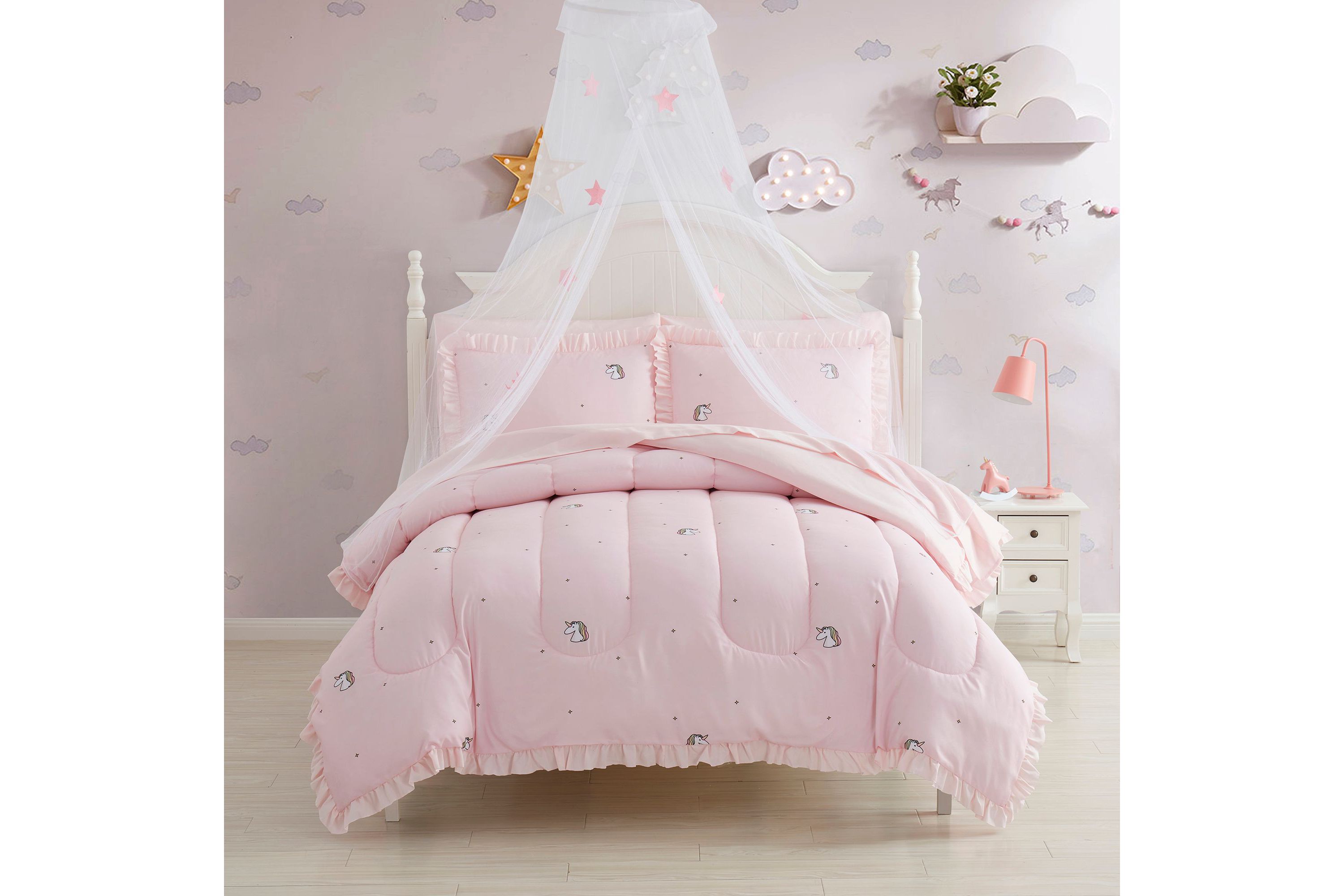 Kids Rainbow Unicorn Bed in a Bag Comforter, Sham & Sheet Set